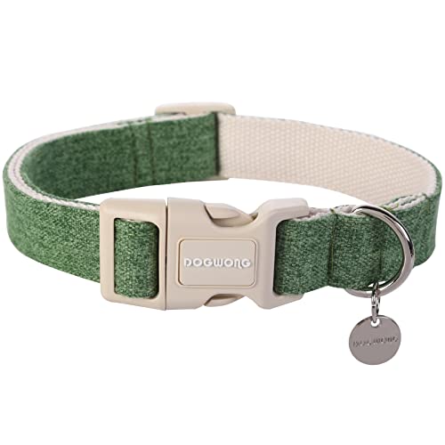 DOGWONG Hundehalsbänder grün, Hanf Hundehalsbänder grün hundehalsband, Natürliche Weich Langlebig Halsband Hund Bequeme verstellbares Hundehalsband für kleine mittelgroße Hunde von DOGWONG