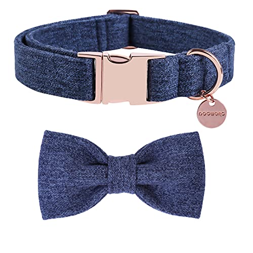 DOGWONG Hundehalsband mit Abnehmbarer Fliege, Blau Haustierhalsband Hundefliege Geschenk für Mädchen oder Jungen Hunde, Bequeme verstellbares Hundehalsband für kleine mittelgroße Hunde von DOGWONG