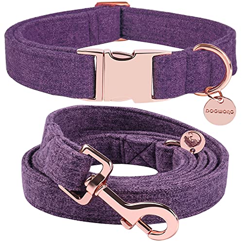DOGWONG Hundehalsband mit Abnehmbarer Fliege, Violett Haustierhalsband Hundefliege Geschenk für MäDLhen oder Jungen Hunde, Bequeme verstellbares Hundehalsband für kleine mittelgroße Hunde von DOGWONG