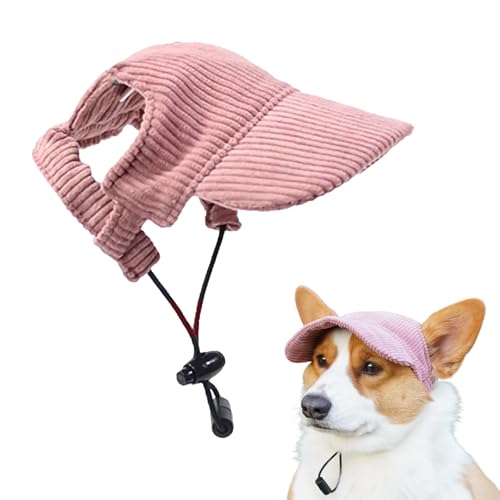 Baseballkappe für Hunde, verstellbarer Sommer-Sonnenhut mit Ohrlöchern, atmungsaktive Visierkappe für Welpen, kleine, mittelgroße und große Hunde, Sonnenschutz im Freien (Rosa, M) von DOINEUFL