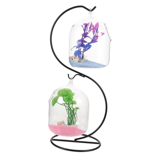 DOITOOL Betta-Aquarium Für Den Schreibtisch Betta-fischglas Zum Aufhängen Mini-aquariumständer Aus Glas Dekoration Für Zuhause Und Büro Hängendes Aquarium Zufällige Farbe von DOITOOL