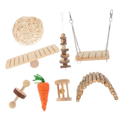DOITOOL 1satz Holzspielzeug Für Hamster Kletter Und Swing-spielzeuge Teiliges Mit Karotten Und Grasball Für Kleintiere Zur Beschäftigung Und Bekämpfung Von Langeweile von DOITOOL