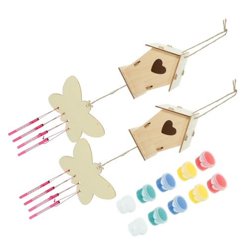 DOITOOL 1 Satz Hölzerne Vogelnistspielzeug Verschachtelung gemacht Dein dekorativ draußen vogelhäuschen aus Holz selber Machen Kinderzeichnung Vogelnest DIY Vogelnest Zufällige Farbe von DOITOOL