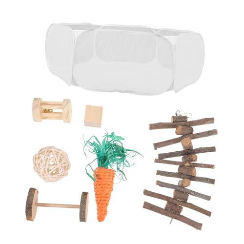 DOITOOL Spielzeug für Haustiere Holz Laufstall Set für Hamster Meerschweinchen Chinchilla 7 Stücke Molar Kauspielzeug von DOITOOL