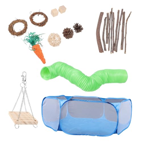 DOITOOL 12-teiliges Hamsterspielzeug-Set Aus Natürlichem Holz Multifunktionales Kauspielzeug Für Hamster Meerschweinchen Rattenkäfig Zubehör-Set Zufällige Farbe von DOITOOL