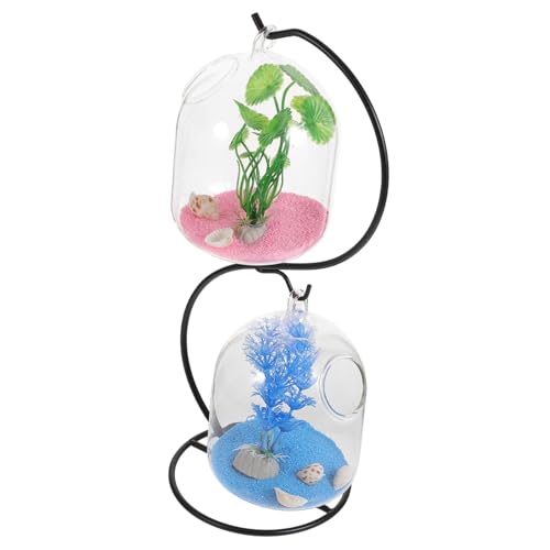 DOITOOL 1 Satz Mini-hänge-Aquarium Empfindliches Aquariumbecken Hängende Fischschale Aus Glas -fischglas Fischglas Mit Ständer Hängendes Aquarium Aus Lieferungen Schreibtisch Eisen von DOITOOL