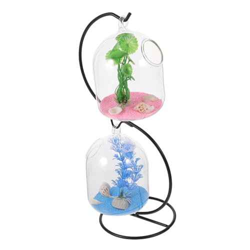 DOITOOL 1 Satz Mini-tischfischaquarium Tischplatte Für Glasterrarien Glasblasen-pflanzgefäß Hängendes Fischglas Schreibtisch-Betta-fischglas Fisch-hängeschale Lieferungen Betta Fisch Eisen von DOITOOL