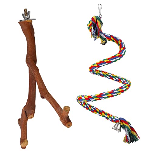DOITOOL Vogel-sitzstangen-ständer-Set Natürliche Papageien-sitzstange Spielzeug für Vögel Baumwollseil Holzständer 2 Stück DOITOOL Vogel-sitzstangen-ständer-Set Natürliche Papageien-sitzstange Spielzeug für Vögel Baumwollseil Holzständer 2 Stück von DOITOOL
