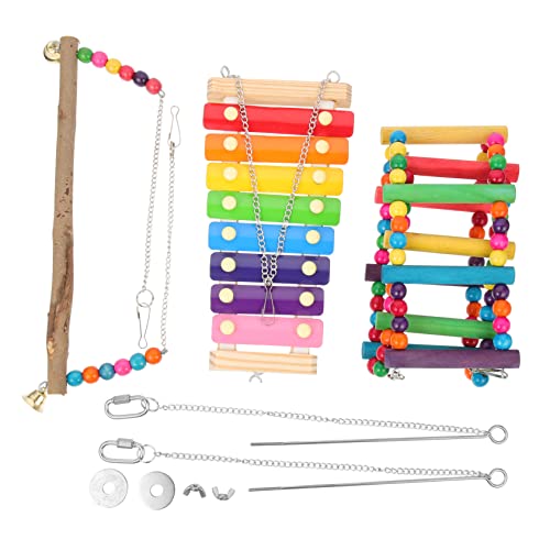 DOITOOL 1 Satz Papageienfutter-Set Baby-küken-Spielzeug Schaukelspielzeug Aus Holz Für Papageien Holzspielzeug Zum Aufhängen Hühnerstall Aufhänger Huhn Haustierkäfig Legierung Kauen von DOITOOL