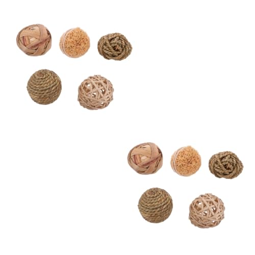 DOITOOL 10 STK Kaninchen Kauspielzeug Chinchilla Ball Aus Wassergras Baumwollseil von DOITOOL