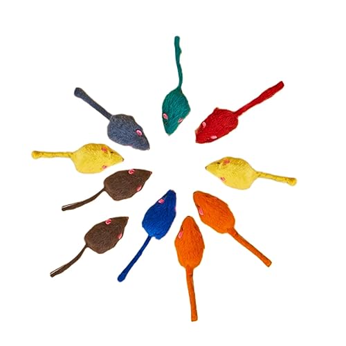 DOITOOL Spielzeug 10er Pack Echte Katzenmäuse Spielzeug Mäuseschwanz Interaktive Mäuse für Katzen Quietschspielzeug DOITOOL Spielzeug 10er Pack Echte Katzenmäuse Spielzeug Mäuseschwanz Interaktive Mäuse für Katzen Quietschspielzeug von DOITOOL