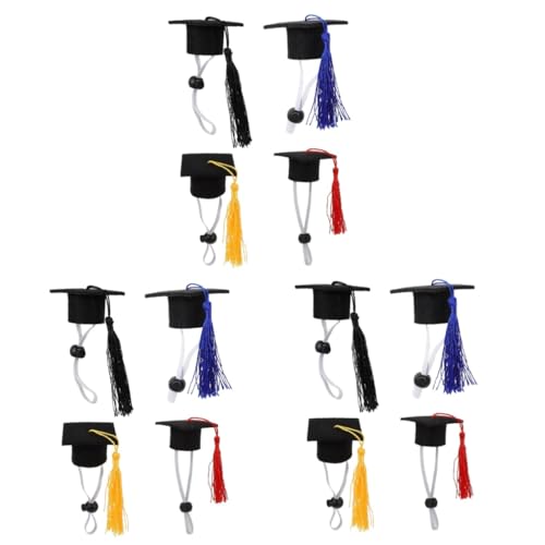 DOITOOL 12stücke Mini Haustier Doktorhut Mit Quasten Kleine Tiergraduationshüte Für Fotos Und Feiertagskostüme Geeignet Für Hamster Mäuse Vögel Und Mehr Dunkelgelb von DOITOOL