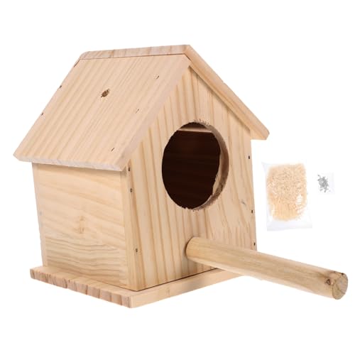 DOITOOL Sittich-nistkasten 1 Stück Holz Vogelnest Vogelnistmaterial Kleiner Vogelnestkäfig Für Zuhause Und Draußen von DOITOOL