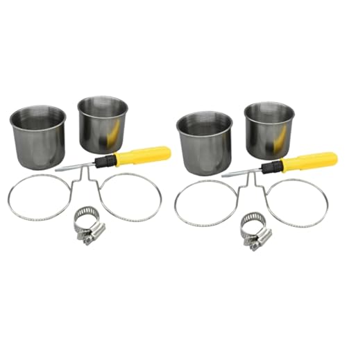 DOITOOL 2sätze Edelstahl-futterbecher Papageien Teilig Rostfrei Mit Praktischem Doppelbecher-Design Für Käfignutzung Futter Und Wasserstation Für Vögel von DOITOOL