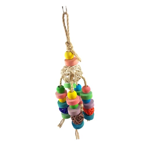 DOITOOL 2stücke Papageien Kauspielzeug Mit Rattanball Und Bunten Holzblöcken Hängendes Spielzeug Für Wellensittiche Nymphensittiche Und Andere Kleine Vögel Fördert Spaß Und Bewegung von DOITOOL