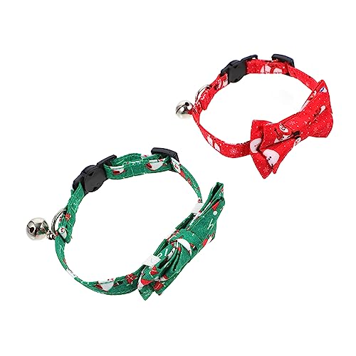 DOITOOL 2St Haustierhalsband zu Weihnachten Katzenhalsband abbrechen Ausreißer mit Fliegehalsbändern für Welpen weihnachtsdeko Weihnachtskätzchenhalsband Weihnachtsbedarf von DOITOOL