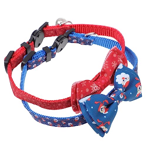 DOITOOL 2st Haustierhalsband Weihnachtskatze Urlaub Katzenhalsband Kleines Hundekostüm Halsband Für Haustierkostüme Hundehalsband Mit Glocken Nacken Polyester Schleife von DOITOOL