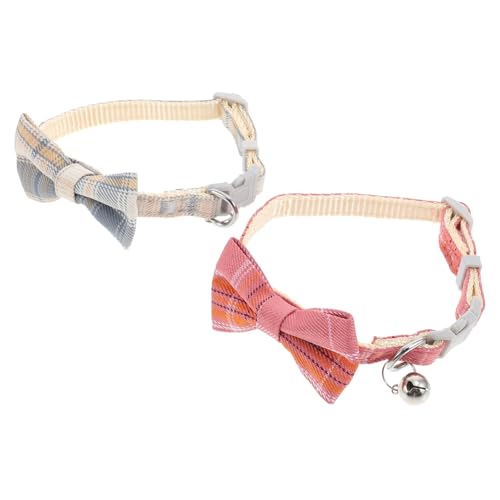 DOITOOL Kariertes Katzenhalsband mit Glocke und Schleife Stilvolles Haustierhalsband für Kätzchen und Hunde von DOITOOL