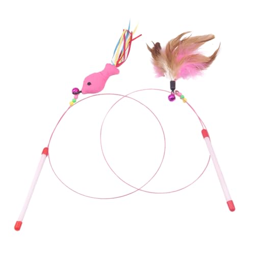 DOITOOL 2stück Katzen Spielzeug Mit Fischdesign Interaktive Katzenangel Mit Glocken Für Kitten Lustige Teaser-Sticks Für Mehr Aktivität Und Spielspaß von DOITOOL