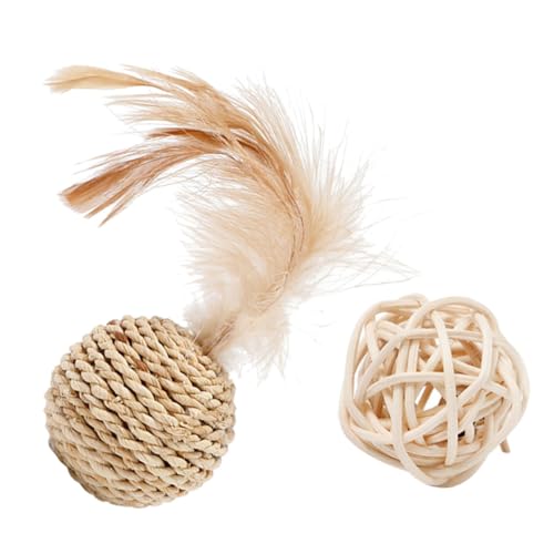 DOITOOL Interaktives Katzenspielzeug 2er-Pack Rattan-katzenspielzeug für Drinnen Kätzchen Necken Aus Rattan Gewebte Bälle DOITOOL Interaktives Katzenspielzeug 2er-Pack Rattan-katzenspielzeug für Drinnen Kätzchen Necken Aus Rattan Gewebte Bälle von DOITOOL