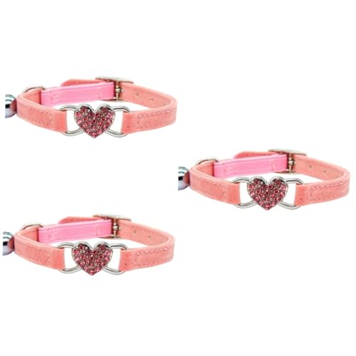 DOITOOL 3 STK Halsband Für Katzen Verstellbares Katzenhalsband Kätzchenhalsbänder Klein Katzenhalsband Abbrechen Strass Halsband Kätzchenhalsband Zubehör Welpenhalsband Strasssteine Herz von DOITOOL