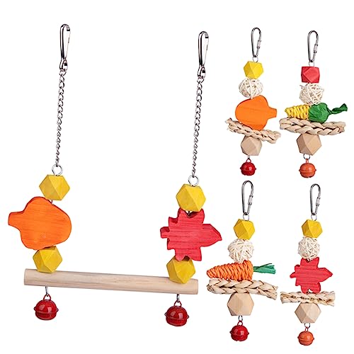 DOITOOL 3 Sätze Papagei Spielzeugset Vogeldekorationen Kauspielzeug für Papageien Spielzeuge Vogel Steht Papageienständer Barsch kauen die Schaukel Trainingsmaterial Kleiner Papagei Käfig von DOITOOL