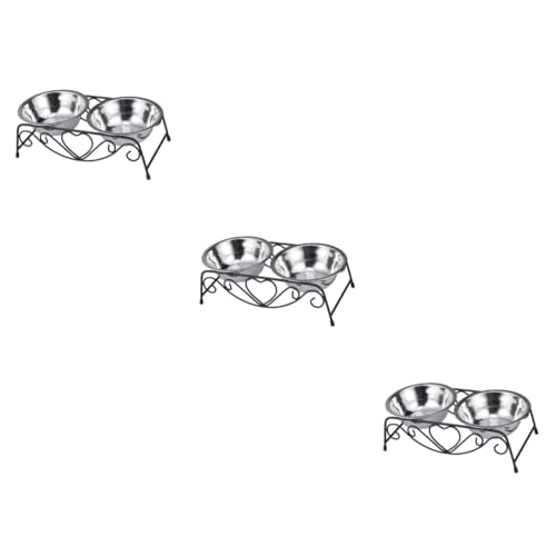 DOITOOL 3St Edelstahl-Hundenäpfe Moultrie Feeder edelstahlschüsseln Stainless Steel Bowl Doppelnapf für Haustiere Haustiernapf aus Edelstahl Rostfreier Stahl Geschirr Futternapf Zubringer von DOITOOL
