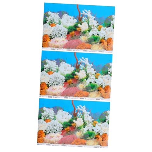 DOITOOL 3 Stück Lebendige Aquarium-Dekorationen Unterwasser-Szene-hintergrundaufkleber 42 X 30 cm Einfach Anzubringen Und Blendfrei Für Meerwasseraquarien von DOITOOL