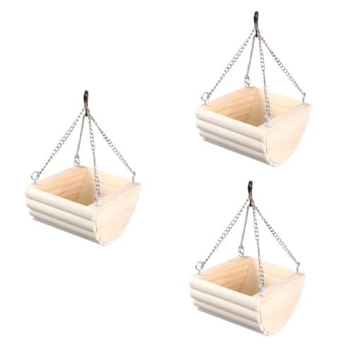 DOITOOL 3 Stücke Elegante Holz Nest Schaukel für Hamster Papagei und Haustiere Hängen Nest von DOITOOL