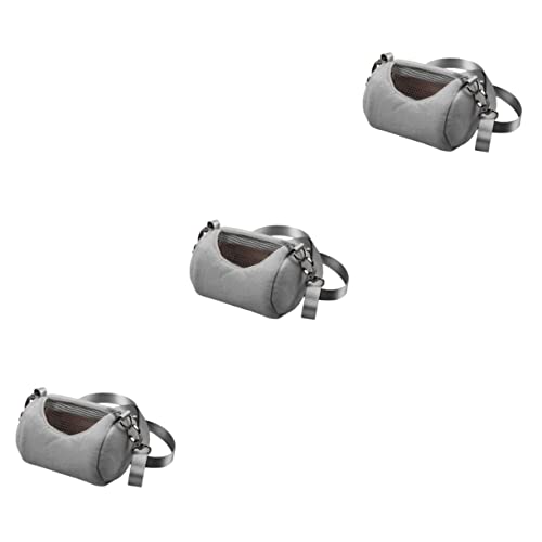 DOITOOL 3-teilige Hamster-Tragetasche Für Flugreisen Tragbare Haustiertasche Netzgewebe Bequem Für Ihr Haustier Grau Verstellbare Gurte von DOITOOL