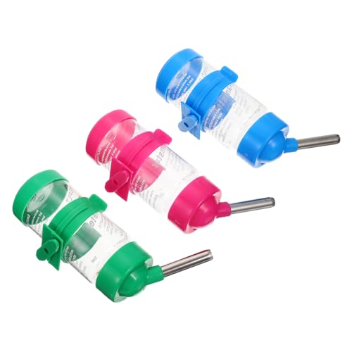 DOITOOL 3er-Pack Tragbare Haustier-wasserflasche für Chinchillas Meerschweinchen Frettchen und Mehr Kleintiere Einfacher Trinkausguss Schlichtes Design für Haustiere Hängende Hamster-tränke von DOITOOL