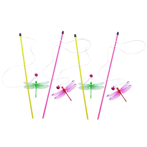 DOITOOL 4stücke Interaktives Katzenspielzeug Farbige Spielangel Für Katzen Teaser Mit Langen Stäben Katzenbewegung Und Stärkung Der Bindung Für Indoor-Spiel Und Katzentraining von DOITOOL