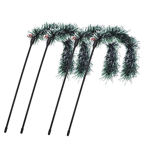 DOITOOL 4stücke Interaktive Katzenangel Spielzeuge Mit Weihnachts-Elementen Teaser-stäbe Für Katzen Fördern Spieltrieb Und Bewegung Für Festliche Aktivitäten Und Familienzeit von DOITOOL