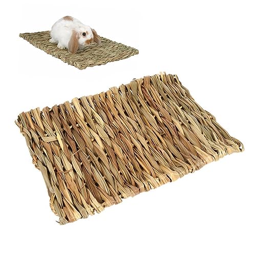 DOITOOL 4 Stück Meerschweinchen-grasmatte Kaninchenmatte Chinchilla-Spielzeug Schlafunterlage Vogel Gewebte Matte Hamstermatte Chinchilla-bettwäsche Rattengras Netz Sitzkissen Hölzern Hase von DOITOOL