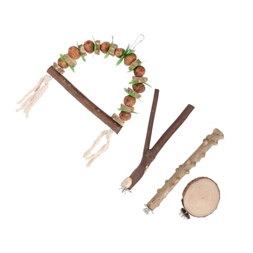 DOITOOL Papagei Barsch Ständer Set 4 Stück Naturholz Vogel Spielzeug für Sittich Käfig Zubehör von DOITOOL