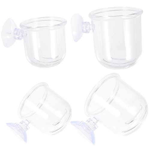 DOITOOL 4 Stück Zubringer Fischfutterhalter Acryl-Aquarium Süßwasser-Futtergarnelen Glasaquarium Betta-Aquarium Tankzubehör Futterbehälter aus Glas hohl Container Tasse Wasserpflanze von DOITOOL