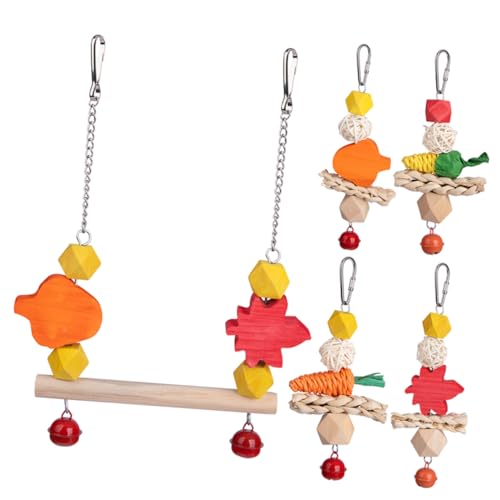 DOITOOL 5 Sets Papageien-kauspielzeug Vogel-papageien-schaukelspielzeug Sittich-Spielzeug Vogelständer Vogelkäfig-Spielzeug Fördert Die Gleichgewichtskoordination von DOITOOL