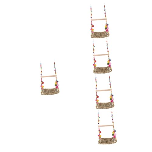 5St Papageienschaukel Vogel Spielzeug Vogelversorgung Vogelkäfig Spielset aus Holz Vogel Seilbrücke Spielzeug Vogelstange aus Holz kauen Hängebrücke Kletternetz die Schaukel von DOITOOL