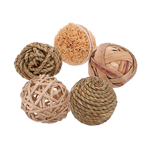 DOITOOL Sicheres Kauspielzeug 5er-Pack Aus Rattan Gewebte Strohbälle für Die Aktivität Kleiner Tiere von DOITOOL