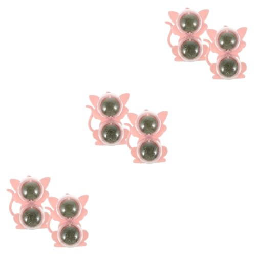 DOITOOL 6 STK Katzenspielzeug Pfefferminzpflanzen Katzenminze Bälle Katzenminze-Spielzeug Für Haustiere Mini Katze Minze Katze Beißt Halterung Rotieren Plastik Rosa Sauber von DOITOOL