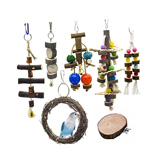 DOITOOL 7stücke Papageien-Spielzeug Teiliges Aus Naturholz Schaukeln Klettern Und Beißen Für Wellensittiche Und Nymphensittiche Sicher Und Praktisch Für Vögel Fördert Spiel Und DOITOOL 7stücke Papageien-Spielzeug Teiliges Aus Naturholz Schaukeln Klettern Und Beißen Für Wellensittiche Und Nymphensittiche Sicher Und Praktisch Für Vögel Fördert Spiel Und von DOITOOL