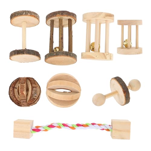 DOITOOL Spielen Und Lernen Mit 8-teiligem Holzspielzeug-Set – Befriedigt Das Kaubedürfnis Von Hamstern Und Papageien – Mental Für Haustiere von DOITOOL