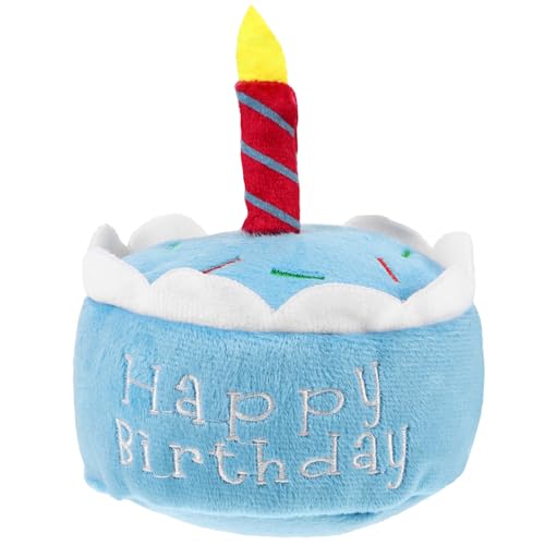 DOITOOL Fröhliches Hunde-Geburtstagsspielzeug Hunde-Geburtstagskuchen-Spielzeug Geburtstagsgeschenke Für Hunde – Plüschhund-Geburtstagsspielzeug (Blau) von DOITOOL