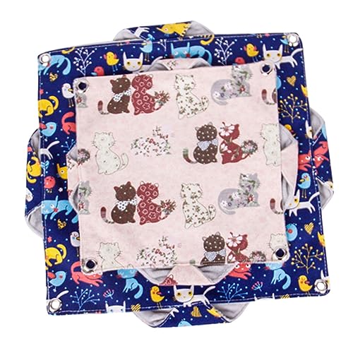 DOITOOL Kleintier-hängematte Für Hamster Warmes Schlafbett Dekoratives Versteck Für Nager Abnehmbar Und Waschbar Für Käfige Blaues Katzen-Canvas von DOITOOL