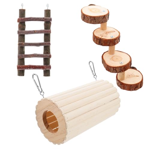 DOITOOL Holzleiter-Tunnel-Schritt-Spielzeug-Set Hamster-versteckrohr Für Haustier-übung Versteck Für Eichhörnchen von DOITOOL