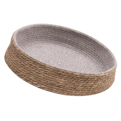 DOITOOL Haustier Gewebtes Katze Schlafversorgung Hund Nest Bett Welpenbett Rattan Haustierbett Bequemer Ruheplatz von DOITOOL