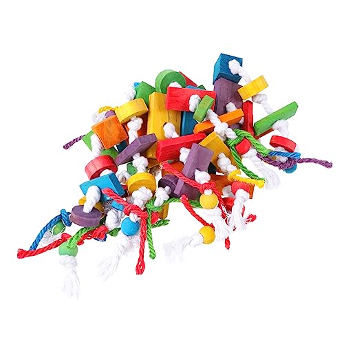 DOITOOL Vogel Papagei Spielzeug Holz Blöcke Kauen Spielzeug Für Mittlere Bis Große Papageien Baumwolle Seil DOITOOL Vogel Papagei Spielzeug Holz Blöcke Kauen Spielzeug Für Mittlere Bis Große Papageien Baumwolle Seil von DOITOOL