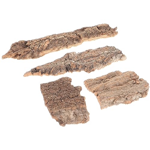 DOITOOL Reptilien Kork Rinden Rückwände : Natürlich Baumrinde Vivarium Rückwand Kork Dekoration für Gecko Schildkröte Schlange, 4PCS (5,11X1,49X0,39in) von DOITOOL
