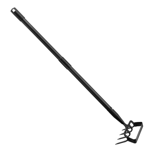 DOITOOL Unkraut Rechen Strauch Hacke Rasen Landschaft Grasschneider Sprüher Jäter Grubber Gartenarbeit Kleiner Rechen Kleiner Gartenrechen Rechen Mit Stiel Black Rostfreier Stahl von DOITOOL
