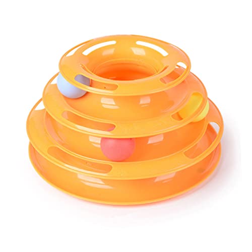 DOITOOL Katzenspielzeug Dreischichtiges Tablett Mit Haustierspielzeug Gelb Sichere Und Stabile Katzenspielzeugbälle DOITOOL Katzenspielzeug Dreischichtiges Tablett Mit Haustierspielzeug Gelb Sichere Und Stabile Katzenspielzeugbälle von DOITOOL